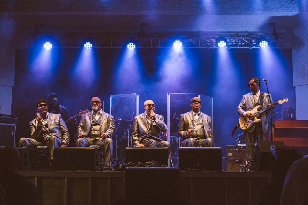 Photo of Blind Boys of Alabama on stage during South Beach Jazz Festival at Miami Beach Bandshell