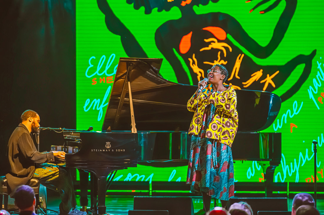 Cecile McLorin Salvant and Sullivan Fortner performing at the Faena Theatre on January 4, 2024.