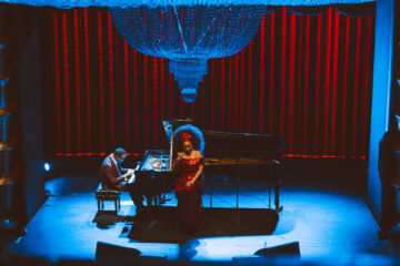 Shot of the Faena Theater stage during the performance of Aymée Nuviola & Gonzalo Rubalcaba