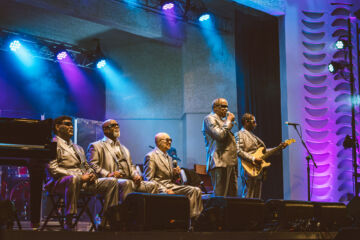 Shot from the left of the stage during the performance of the Blind Boys of Alabama